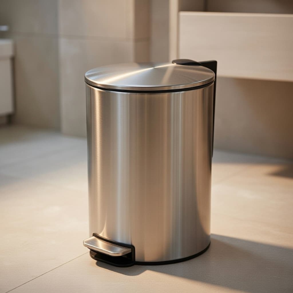 Lixeira Inox 12L com Pedal e Tampa Slim Cesto Removível Cozinha Banheiro Sem Contato Moderna lixeira redonda