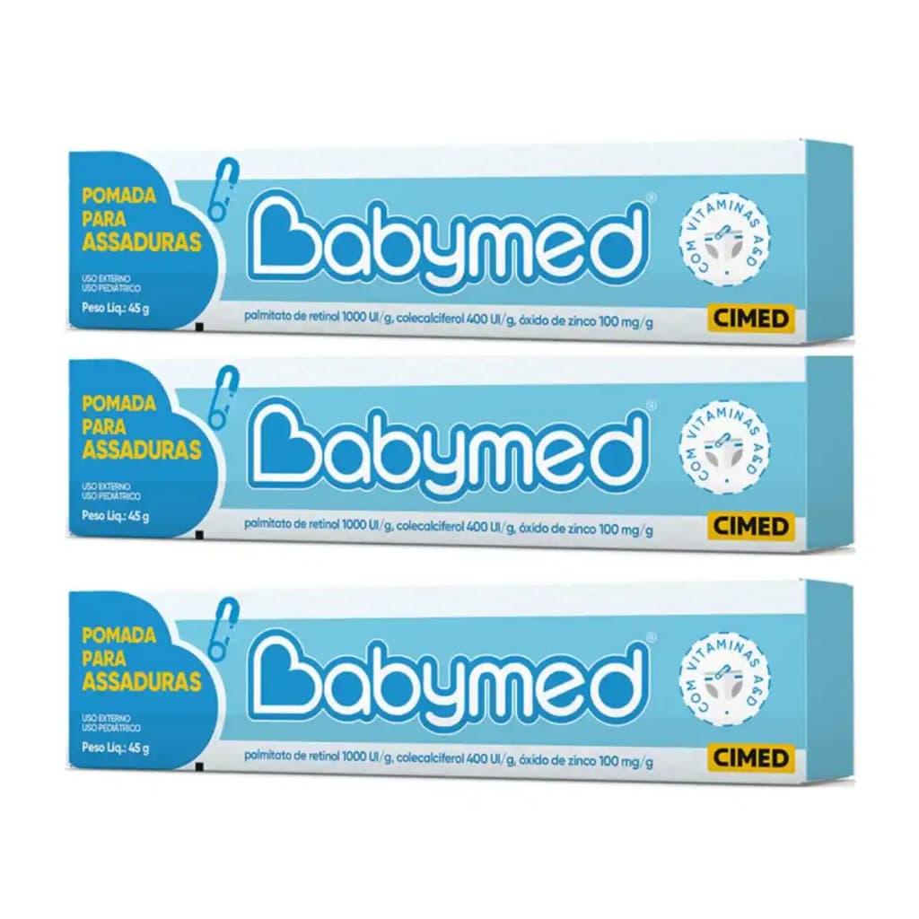 Kit com 03 Babymed Pomada Para Assaduras 45g