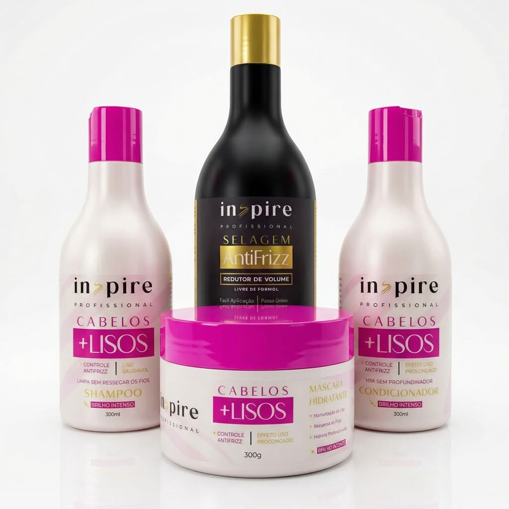 Kit Liso Progressiva Sem Formol 500ml + Shampoo Condicionador e Máscara Hidratante Profissional