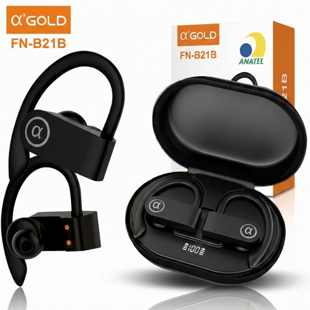 Fone Bluetooth 5.4 Esportivo Gancho de Orelha IPX5 Resistente a Suor com Microfone para Corrida
