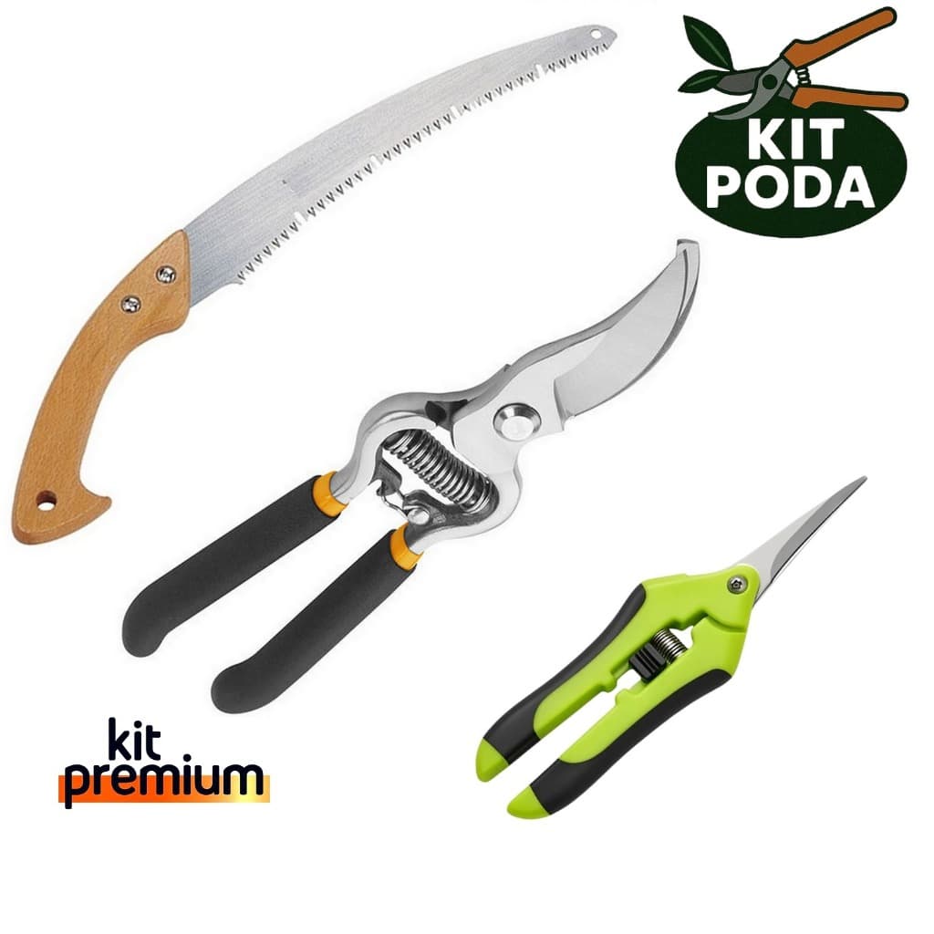 Kit Poda galhos Tesoura, Alicate, serrote e luva Jardineiro jardinagem cerca viva jardim serrote