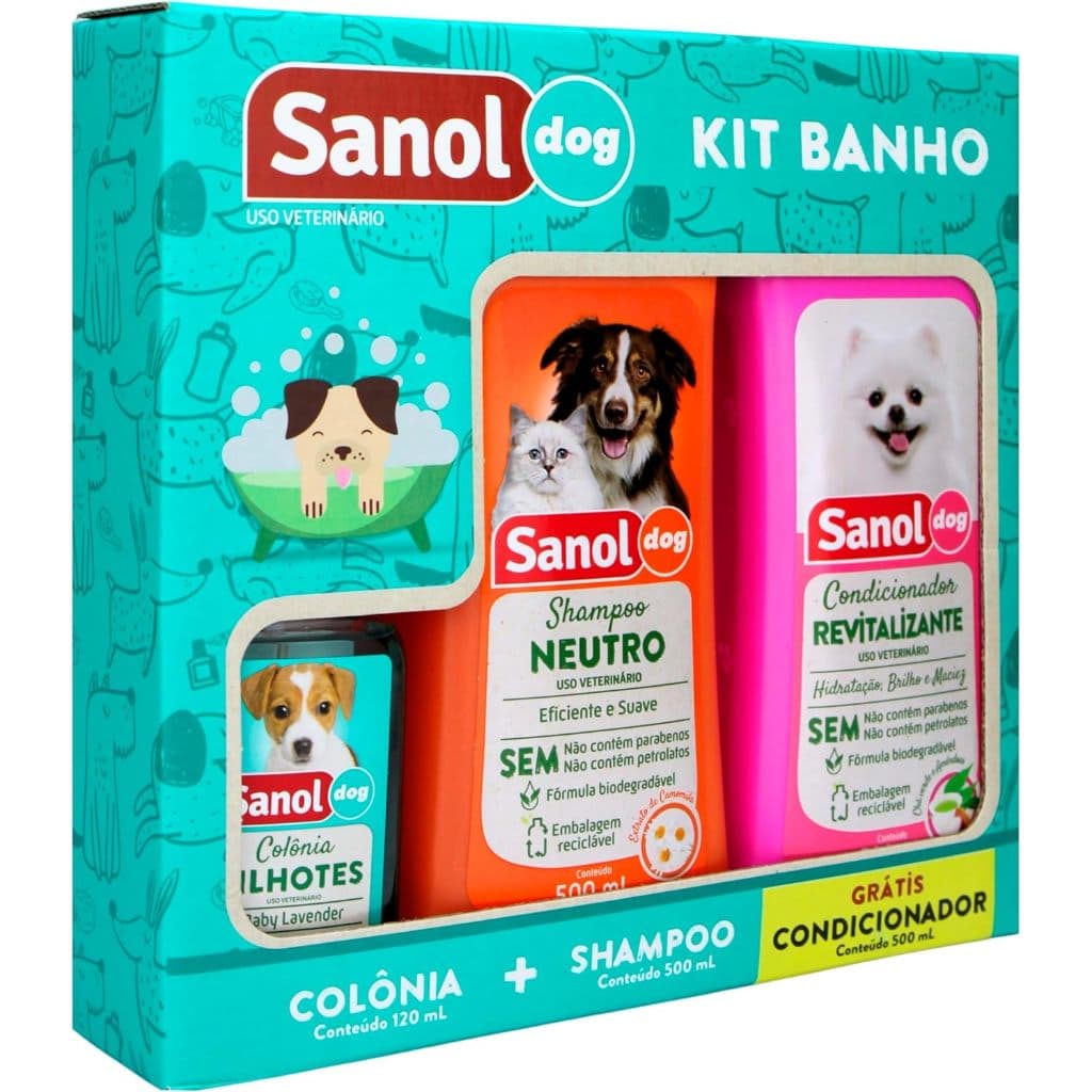 Sanol Dog Kit - Shampoo / Condicionador / Ganhe 1 Colônia Variado / Verde