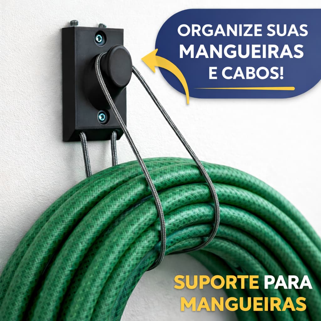 Suporte para Mangueira e Cabos – Organizador de Parede Resistente