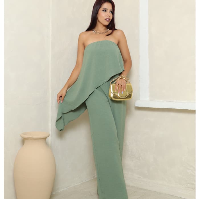 Macacão Tomara Que Caia Feminino M/G/GG Calça Pantalona Tecido Duna Elegante Pronta Entrega