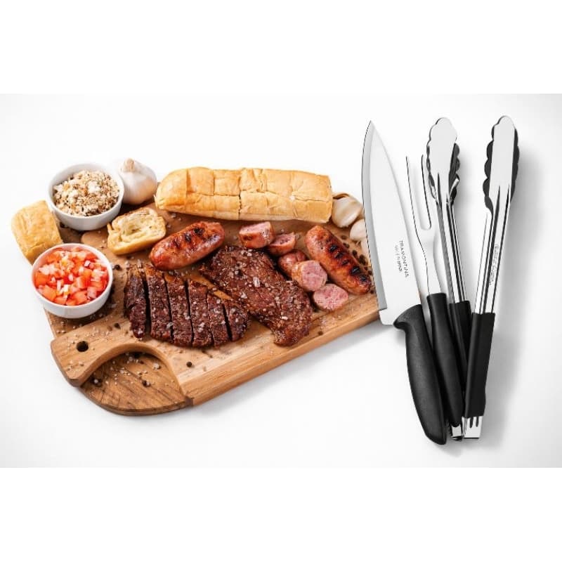 Kit Churrasco Inox 3 peçasc Mar Tramontina Cabo Preto