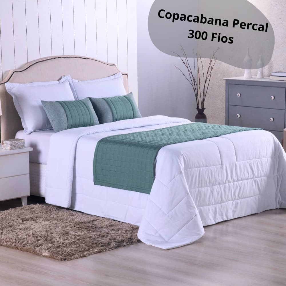 Kit Peseira Cama King 5 Peças Percal 300 Fios Com Almofadas