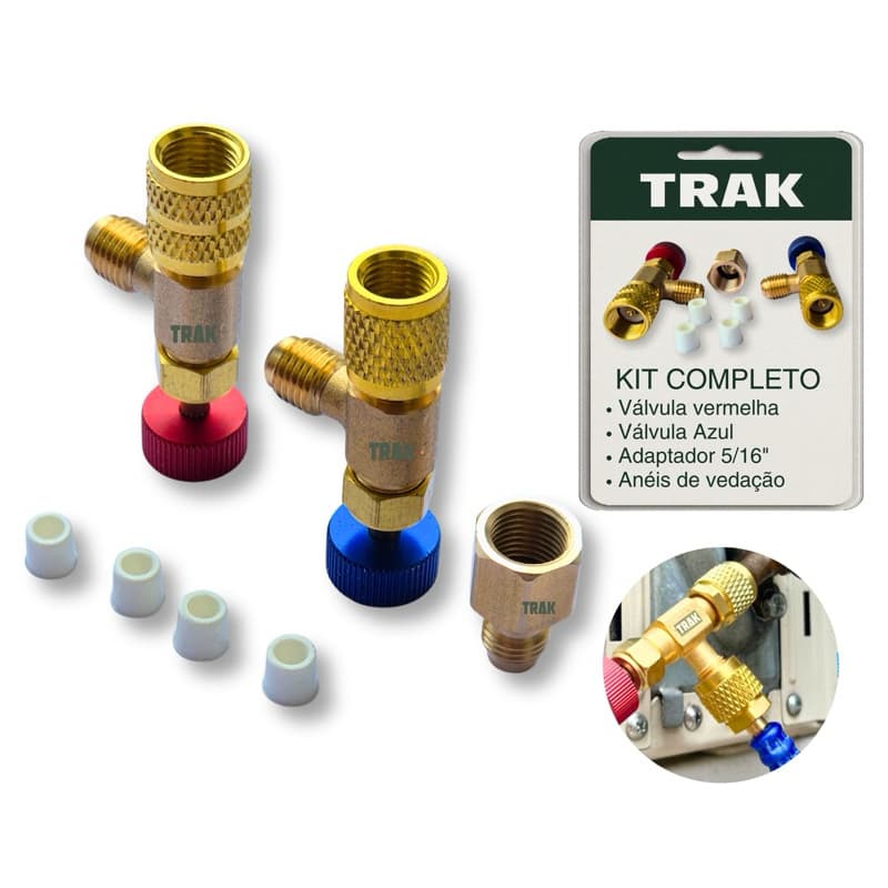 Kit 2 Peças Válvula Acionadora Schrader Controle Fluido Ar Condicionado R22 R32 Válvula  1/4" e 5/16" SAE R22 R32 R410