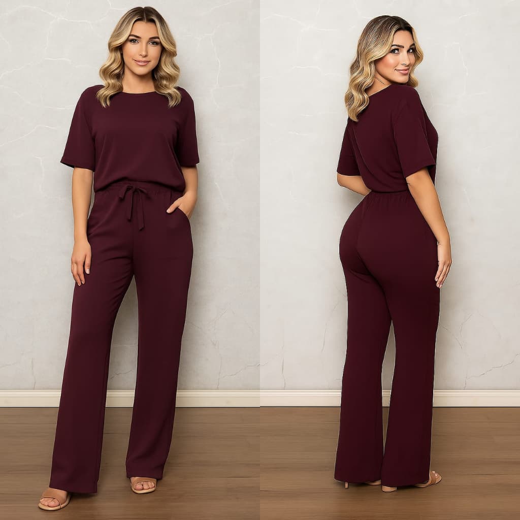 Look Completo moletinho Feminino Conjunto Blusa e Calça Moda Estiloso Roupa Confortável C/Elastico