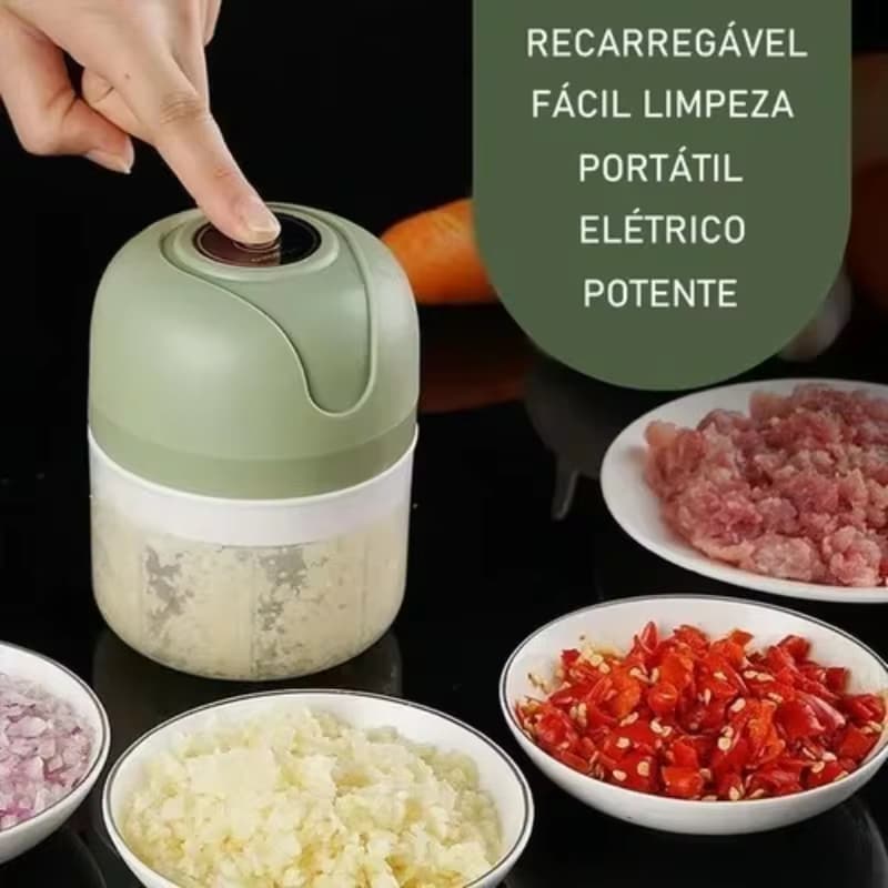 Mini Processador Elétrico Portátil USB 250ml | Triturador de Alimentos Recarregável Inox