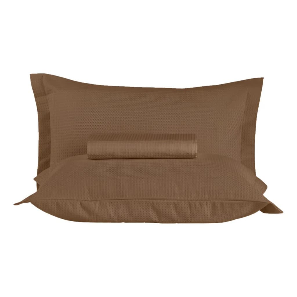 Kit Colcha Teka Genova King 3 Pçs 100%algd Marrom Marrom Lisa