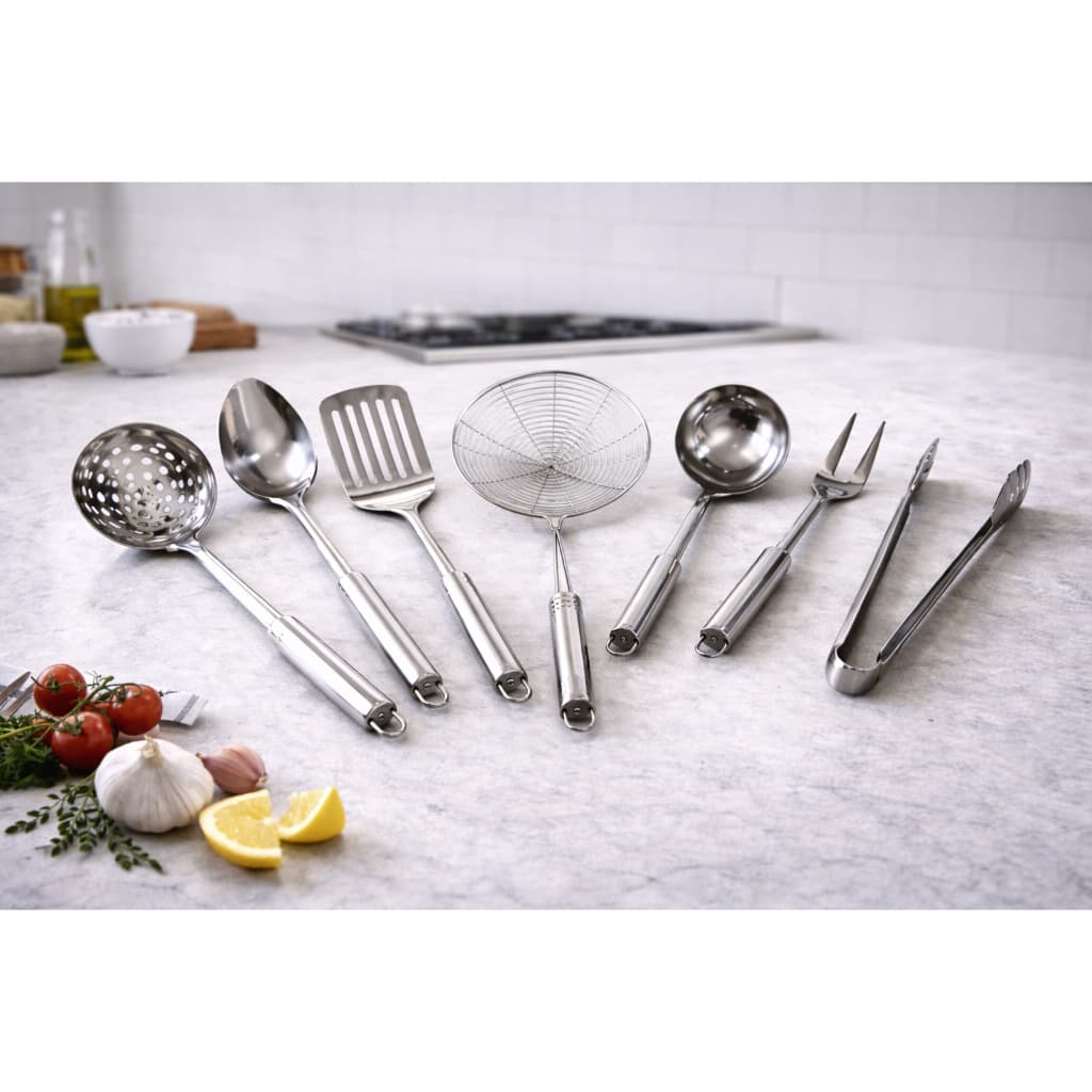 Kit Utensílios de Cozinha Inox | Colher Concha Escumadeira Espátula Pegador Peneira | Várias Opções