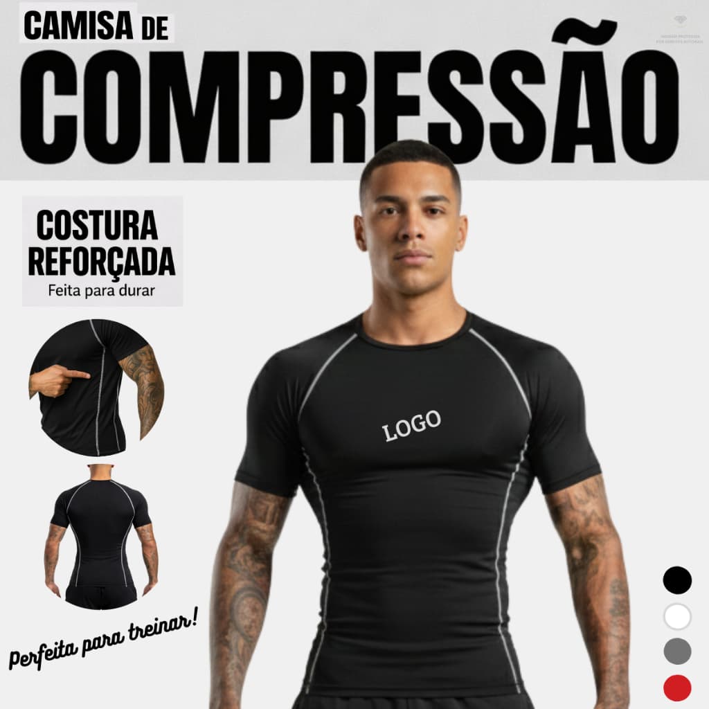 Camiseta de Compressão Masculina Premium Pro Justa Blusa Academia Treino Rash Guard