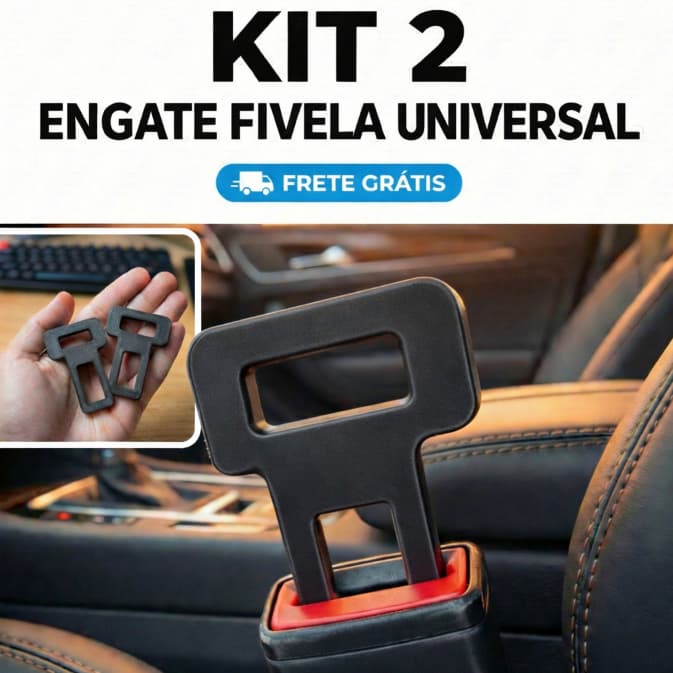 Kit 2 Clips Cinto Segurança Universal - Elimina Apito Alarme (Cargas e Pets)