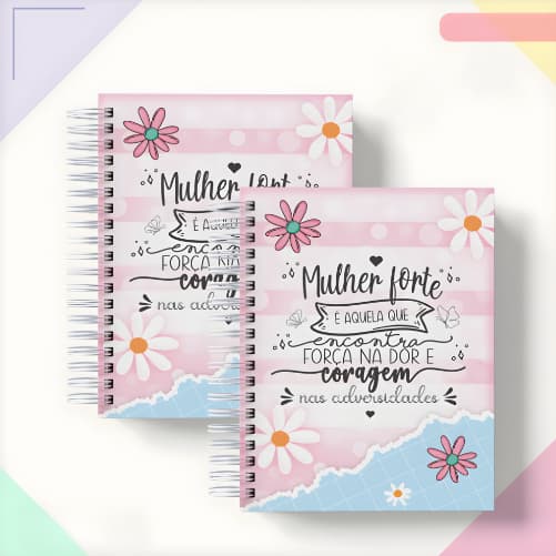 Caderno A5 Personalizado Com Nome Floral Feminino - 100 Folhas Pautadas - Presente Criativo Frases Motivacionais Luxo