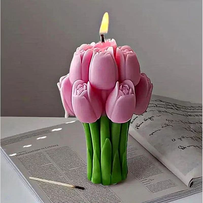 Vela aromática mini buquê tulipa/ vela artesanal/ cera vegetal/ vela perfumada/ vela temática