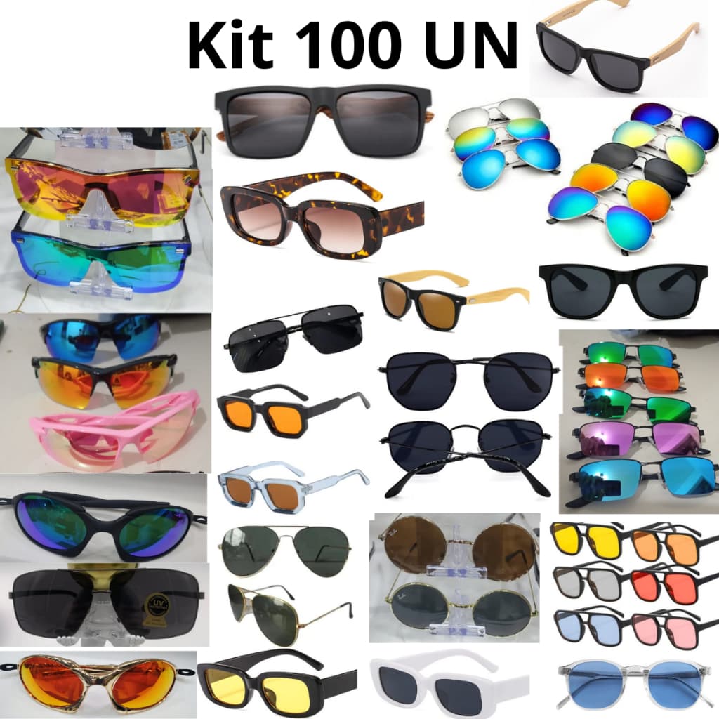 Kit 100/60 30 Peças Óculos de Sol Unissex Atacado – Vários Modelos, Tendência 2026 para Revenda