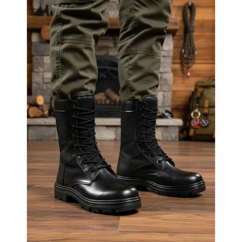 Bota Coturno Tática Militar Masculina Feminina Couro Sintético