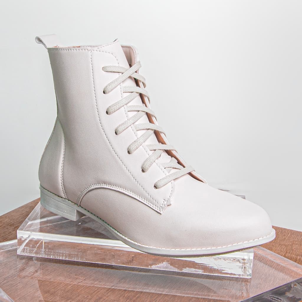 Bota Feminino Rasteira Cano Médio Moderno Zíper Lateral Confortavel