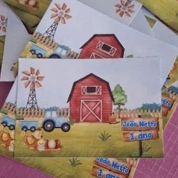 Kit adesivo 10x7 maletinha, marmita, lembrancinhas de aniversário Fazendinha - FAZEMOS DIVERSOS TEMAS