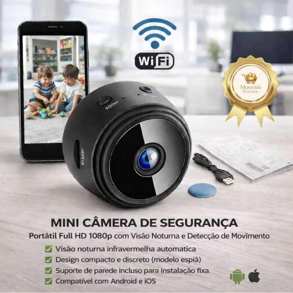 Câmera A9 Mini WiFi 1080P HD com Visão Noturna
