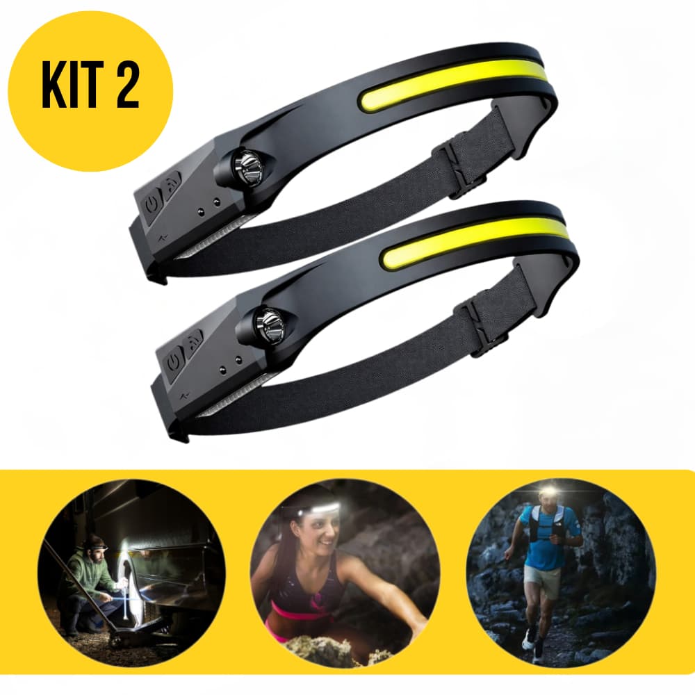 Kit 2 Lanterna de Cabeça Recarregável 3 LED – Pesca, Ciclismo e Acampamento