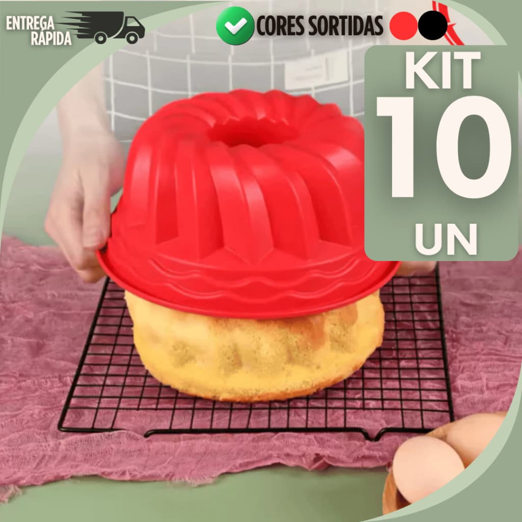 KIT 2/5/10 Formas de Silicone para Bolo Pudim Antiaderente multiuso 21,5cm x 8,5cm