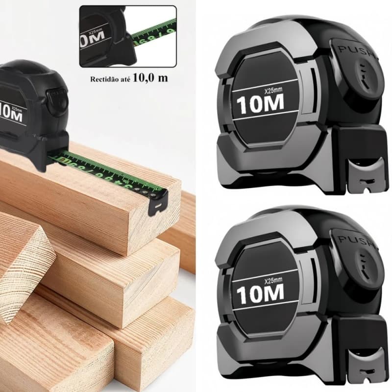 Trena Profissional Fita Métrica Fluorescente Trava 10 Metros