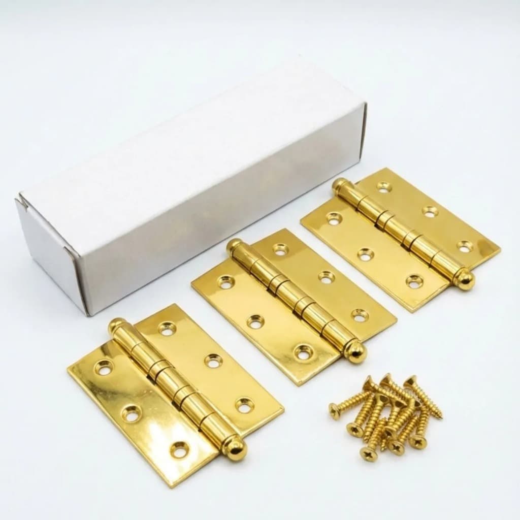 Kit 3 Dobradiças Dourado Gold 3x2,5 Pol Aço Reforcado