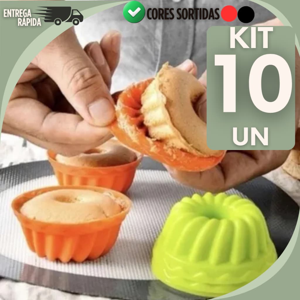 KIT 2/5/10 Formas de Silicone mini bolinhos, pudins, cupcakes, sobremesas individuais e receitas criativas 12 PEÇAS