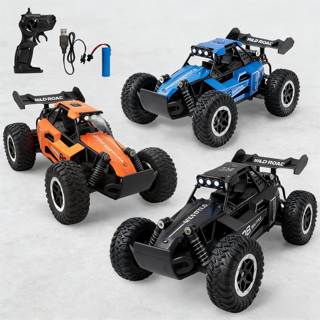 BRASTOY Carrinho Controle Remoto Trilha Recarregável Brinquedo Jeep Off-road Escala 1:16 Pneus Borrachudo