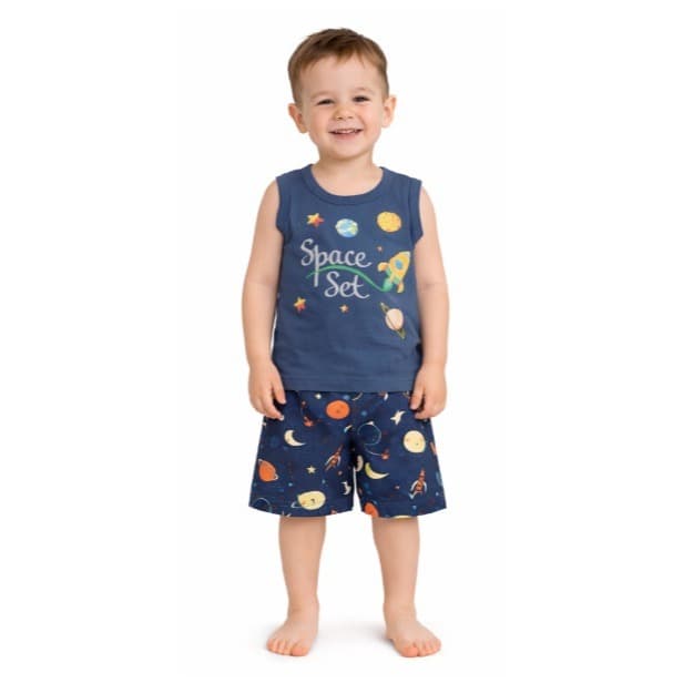 CONJUNTO INFANTIL DE VERÃO KID STOK  ESPACIAL TAMANHO 2