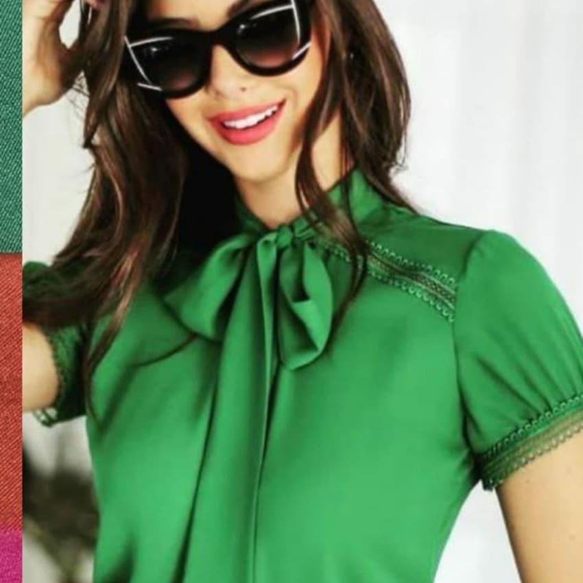 BLUSA DE LAZO CON RENDA MARAVILLOSA CONTABLE ELEGANTE