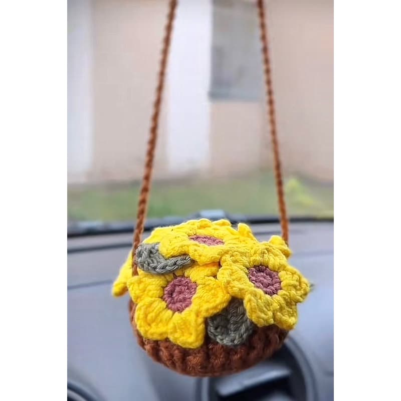 Flores enfeite para carro retrovisor em crochê amigurumi