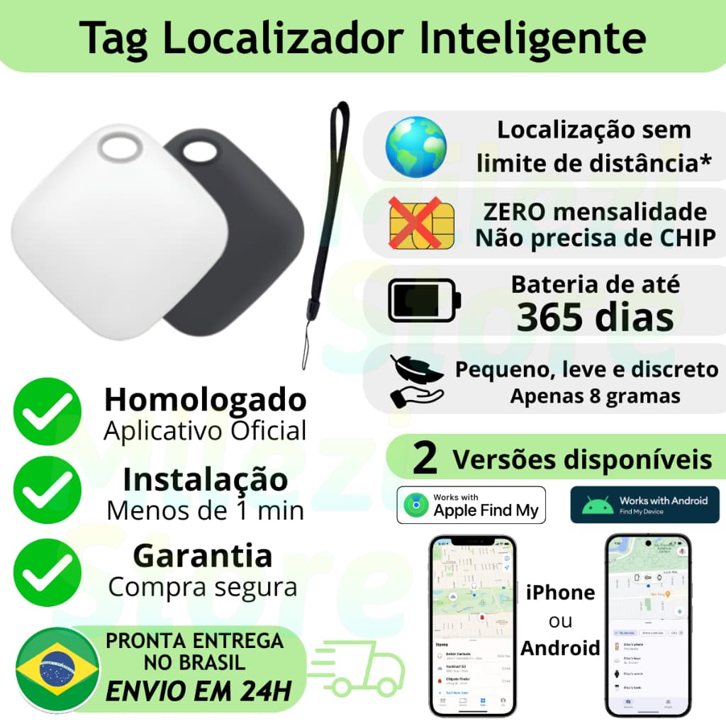 Mini Tag Localizador iPhone Android Localização Global