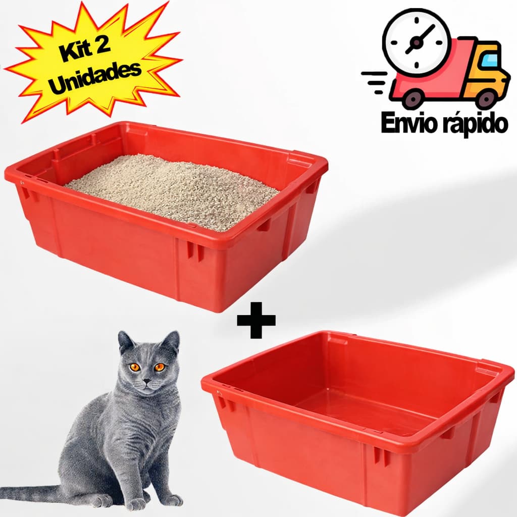 Caixa De areia para gato Bandeja Vermelha de Plástico Caixa Plástica Larga Caixa De Gato