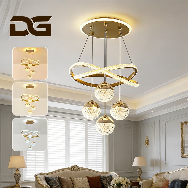 110V-220V Lustre De Teto Nórdico De Luxo 3 Cores para Sala e Jantar Design Sofisticado Bivolt O16