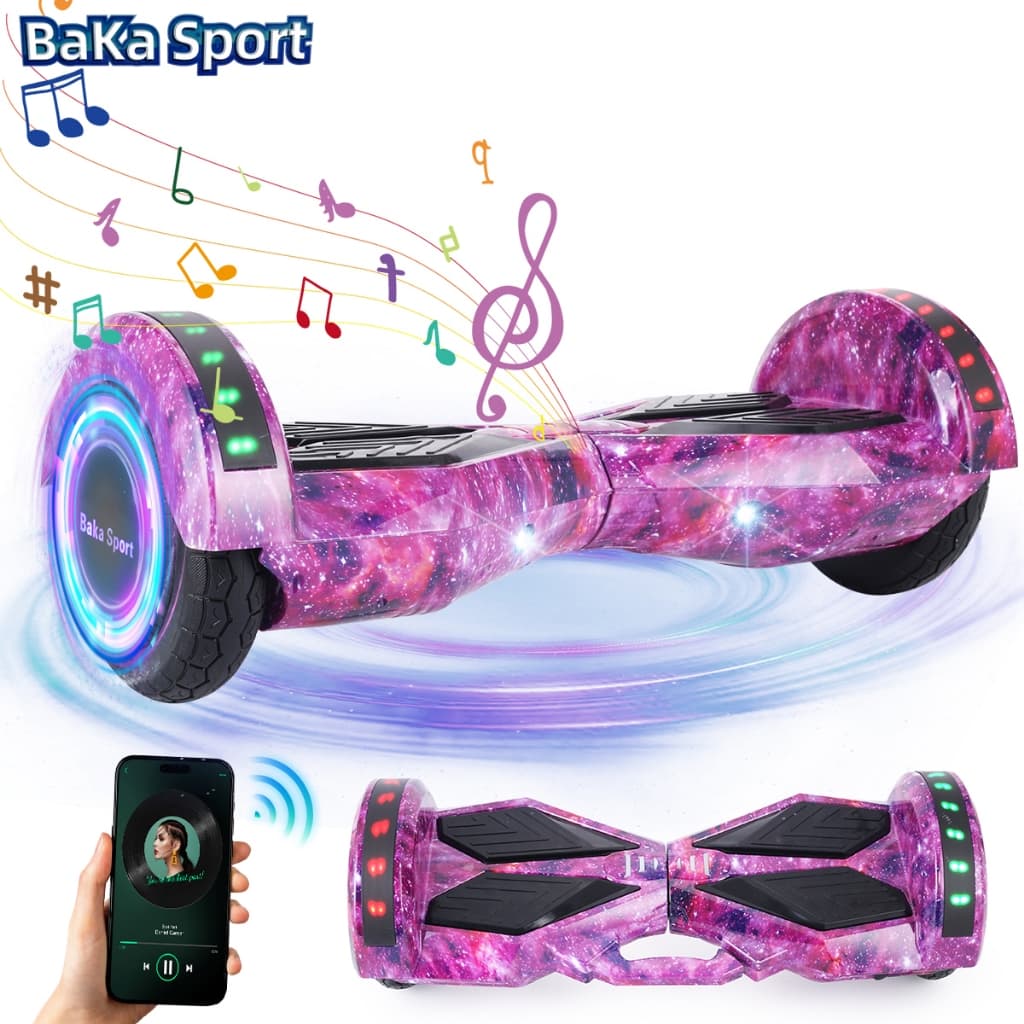 BAKA SPORT Hoverboard Infantil Skate Elétrico 8" 900W com Luzes LED e Bluetooth caixa de som