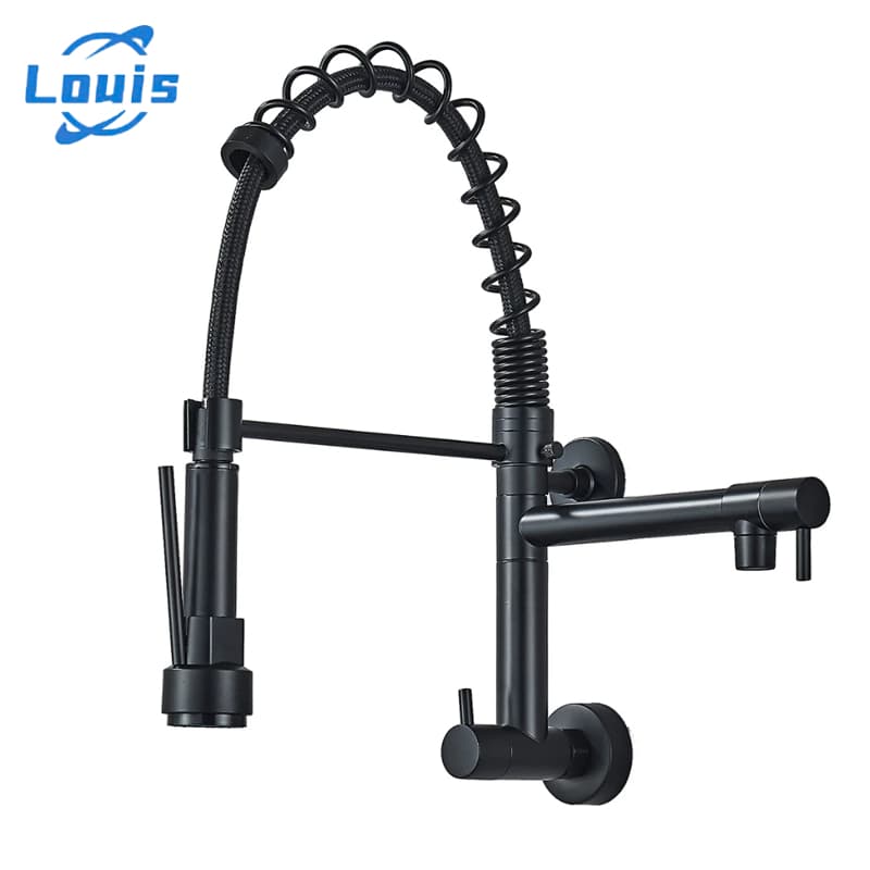 Louis Torneira Cozinha Gourmet Água Fria Única Montada Na Parede Latão Flexível Spray Monocomando