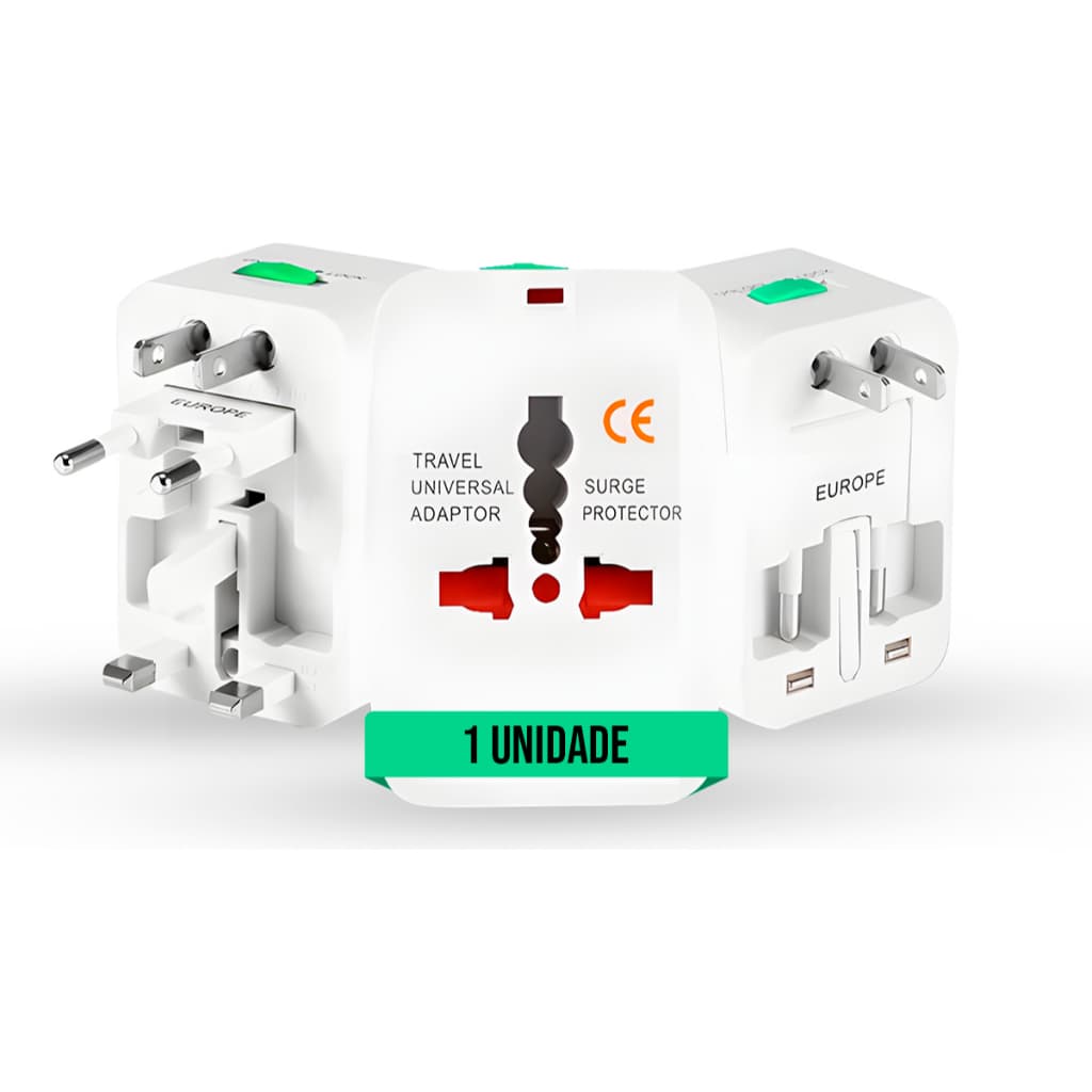Adaptador Tomada Universal Para Viagens Internacional Funciona Em +150 Países Argentina Chile Peru