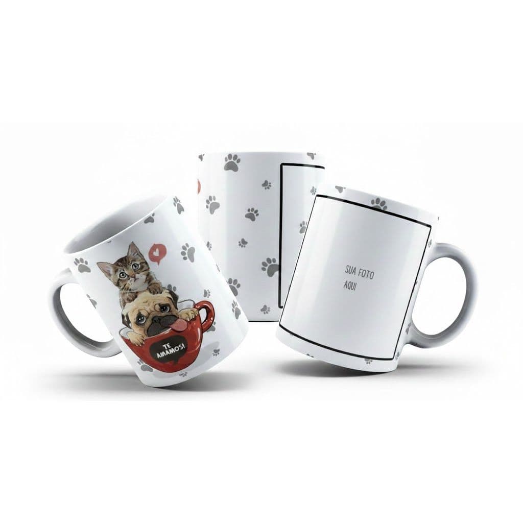 Caneca xicara personalizada estampada cao gato pet com sua foto Oferta