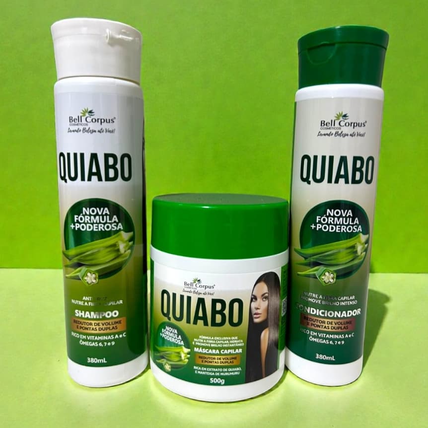 Kit Capilar Quiabo BellCorpus 3 Itens Nutrição e Controle de Frizz e Volume – BellCorpus [ORIGINAL]