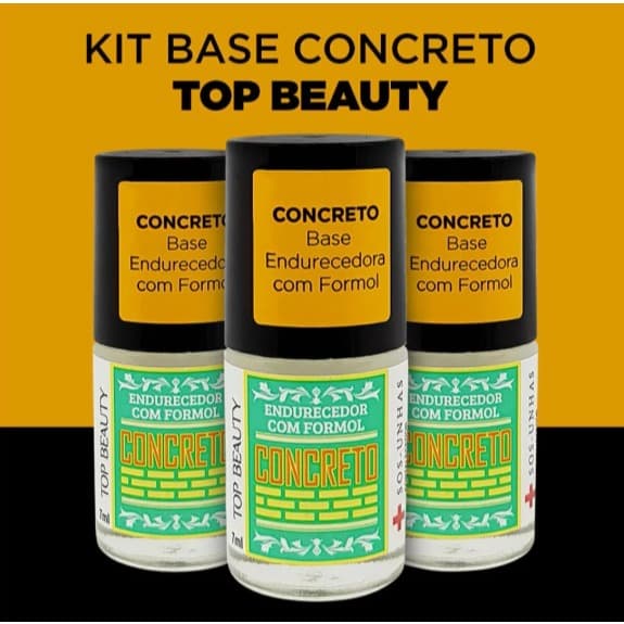 kit de 3 unidades base concreto top beauty sos fermento unhas fortes