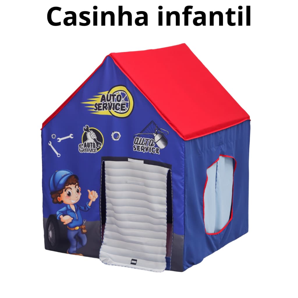 Casinha Oficina Barraca Tenda Menino Cabana Masculina Mecanico Infantil Brinquedo Diversão Tecido
