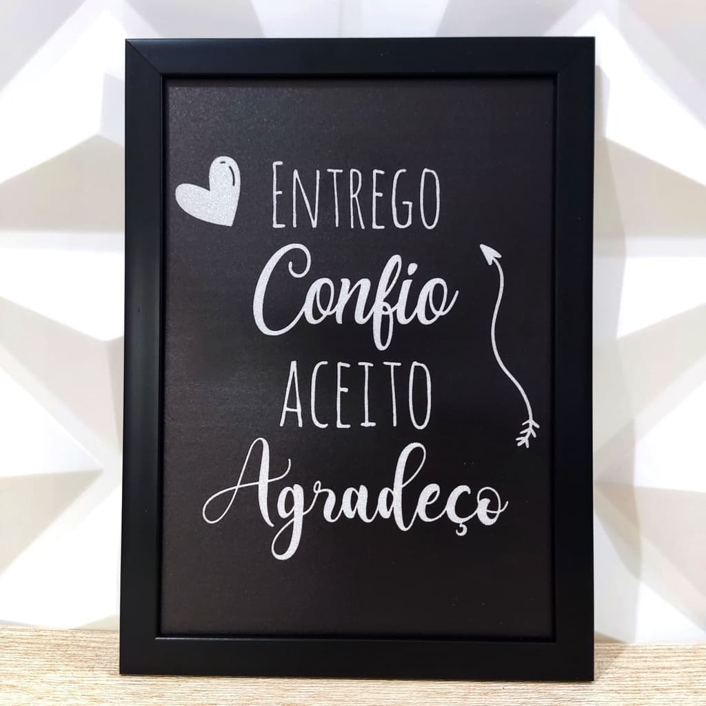 Quadro Motivacional Frases Glitter Decorativo 31x23cm