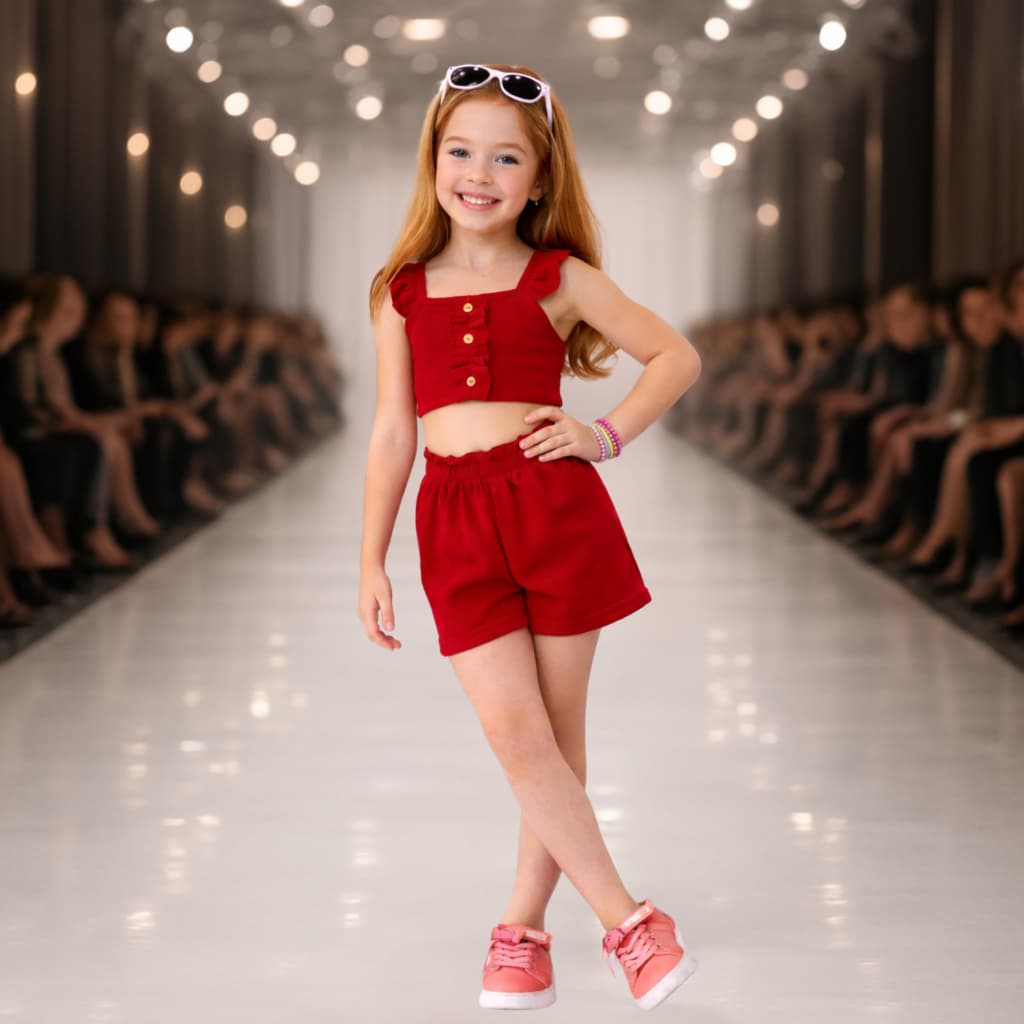 Conjunto infantil, Tecido Canelado Fresquinho e Confortável