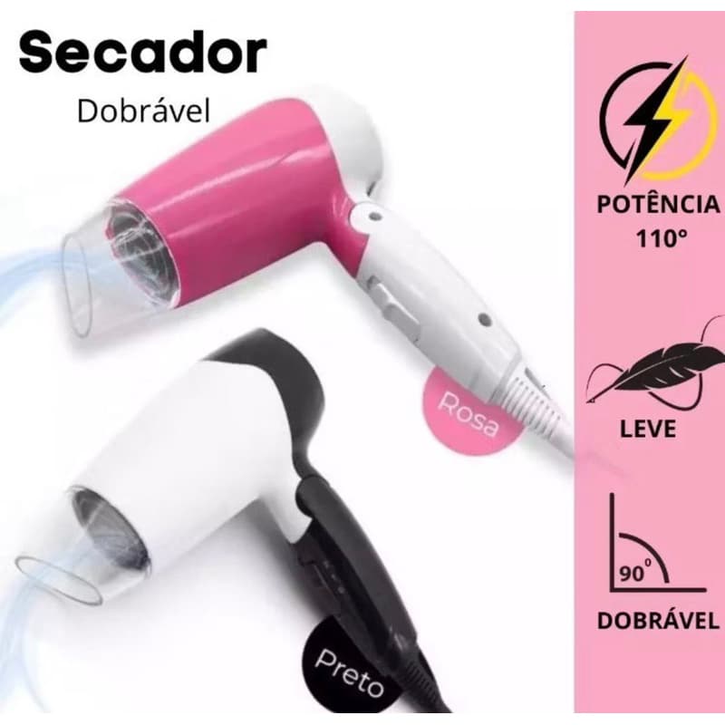 Mini Secador De Cabelo Portátil Dobrável 1200w Viagem FX-39(PRO-881)