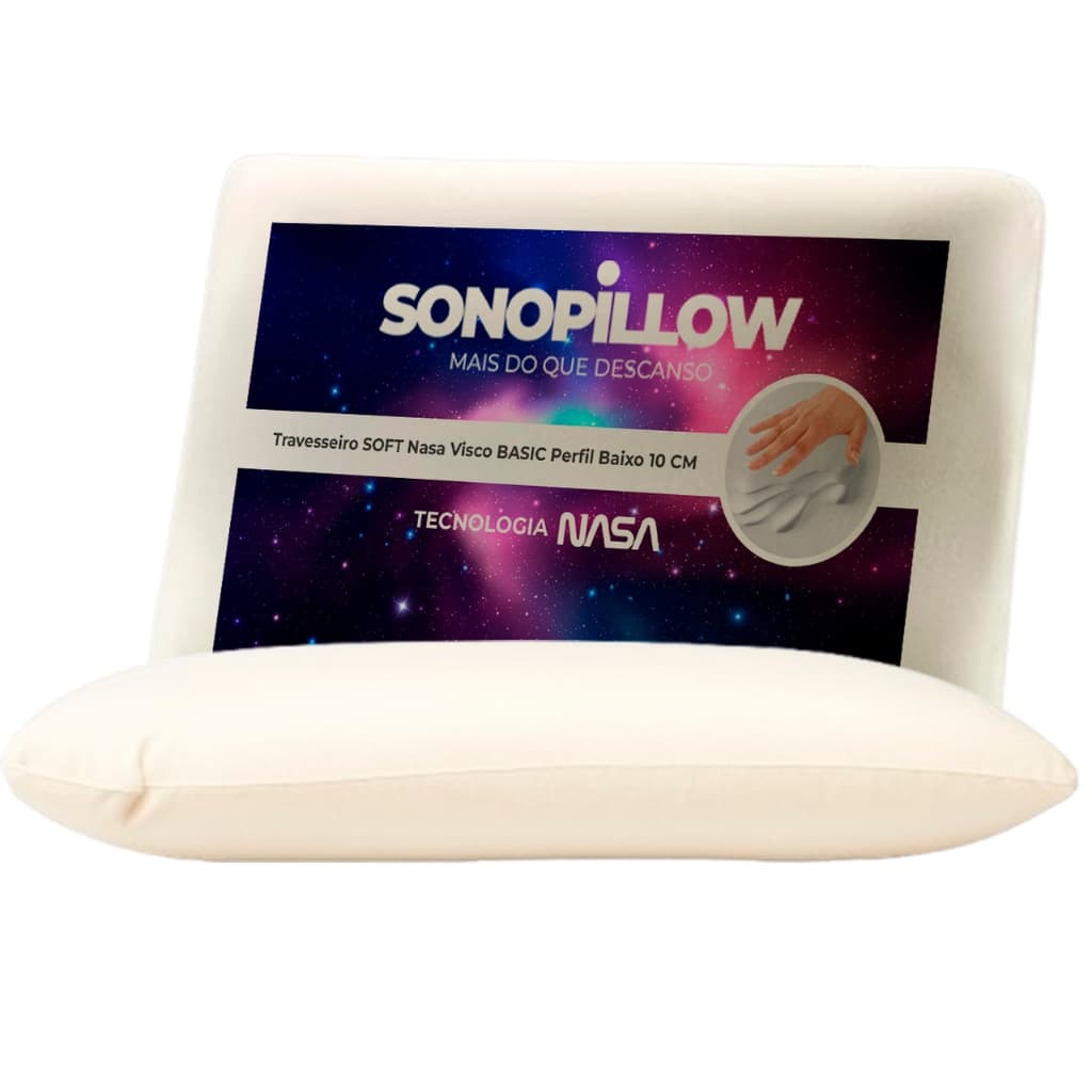 Travesseiro Viscoelástico Baixo 10cm Antialérgico Para Dormir de Bruço Top Sono Perfeito Sonopillow