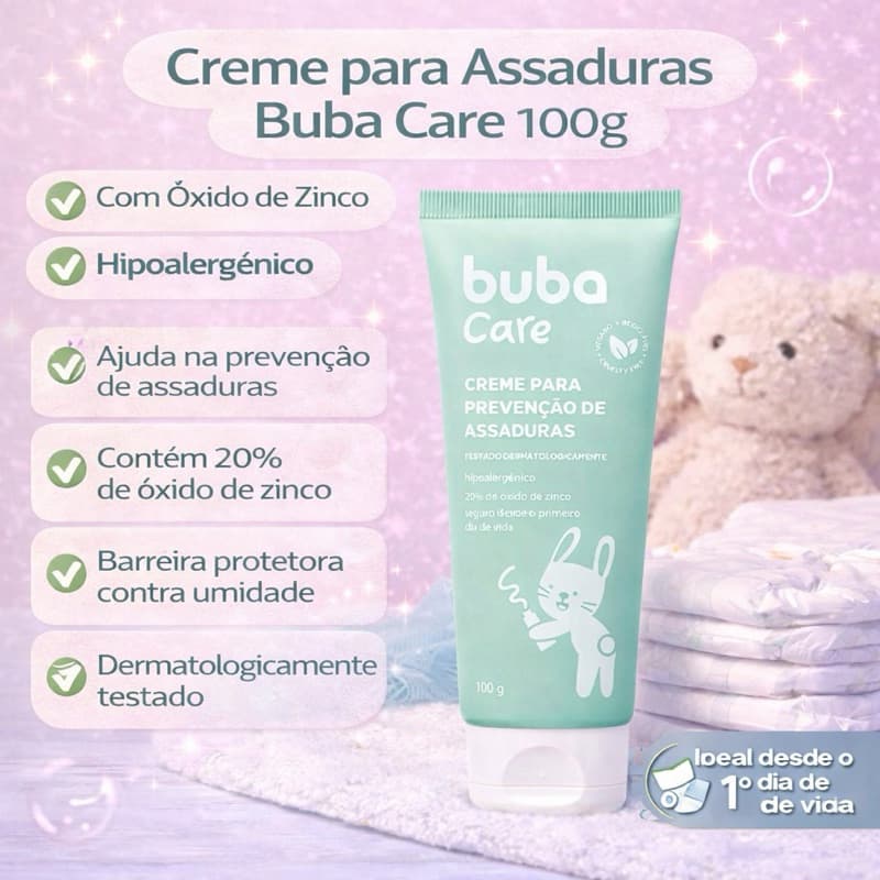 Creme para Assaduras Buba Care 100g com Óxido de Zinco – Proteção e Prevenção - pomada