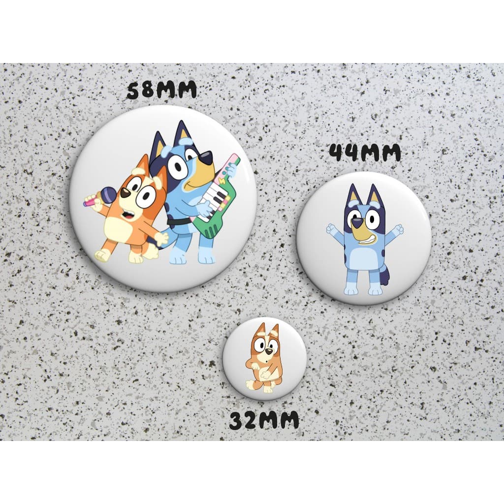 Kit bottons bluey tamanhos 5,8 cm 4,4 cm e 3,2 cm - bottons Bluey -  desenho bluey - festa bluey