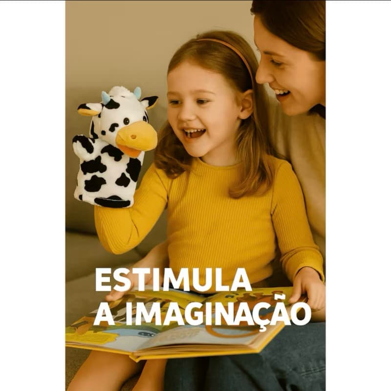 Fantoche Infantil Vaca Educativo Para Contação de Histórias Pedagógico Para Crianças